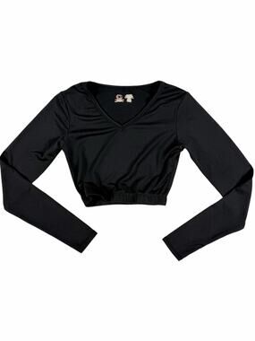 Cheerleading.com Black Long Sleeve Crop Top Adult Size Extra Small